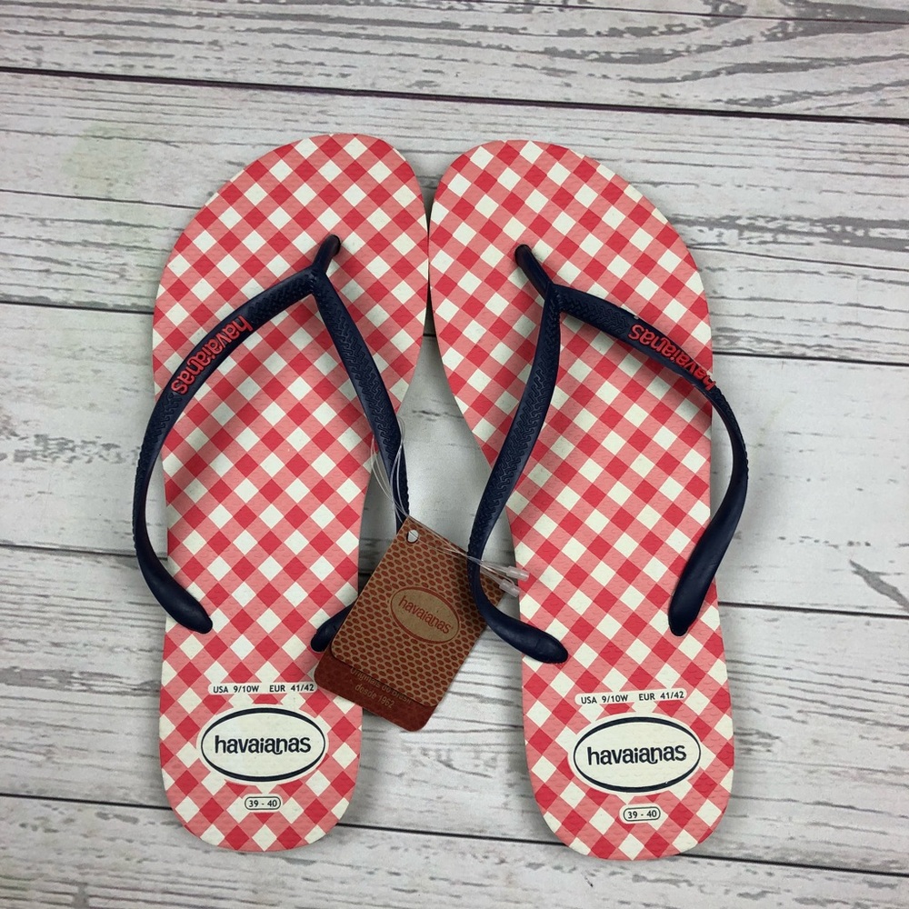 NWT Havaianas Flip Flop Sandals Gingham Print